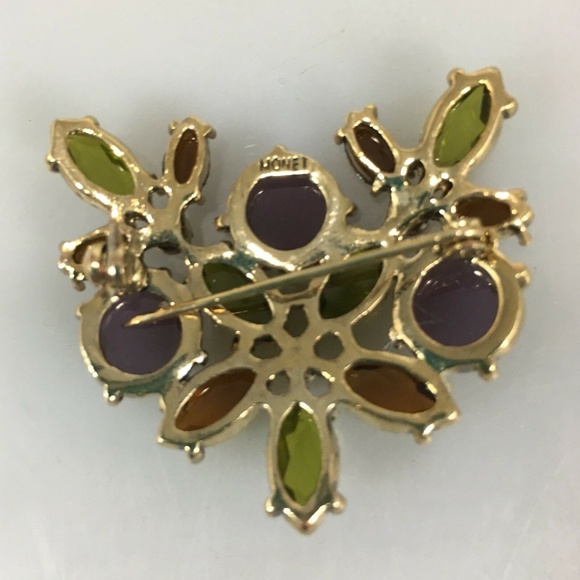 Monet Purple Green Brown Crystal Pin Brooch NEW - Picture 2 of 2